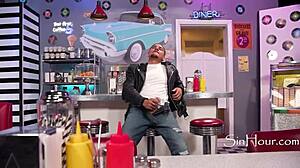 Conversational-Emoji A waitress Anna Claire Clouds serves hot cups to biker Victor Ray 😏🍑