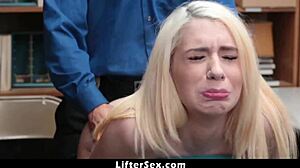 teen Joseline Kelly in ripped clothes bent over for hardcore doggystyle