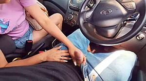 guy masturbates in car publicly while watching hot girl at the bus stop