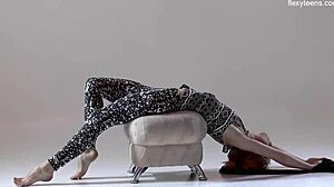 russian hot hairy gymnast rita mochalkina spreads legs in flexible yoga poses