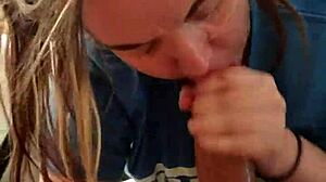 blonde sucks hung stud until explosive cumshot?