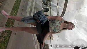 Lila Frey Experiences First Public Fuck With Blonde Upskirt And Buttplug In Outdoor Scene