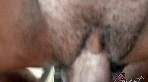 Extreme close-up of juicy tight pussy getting fucked hard by monster big black cock until macro creampie drips out