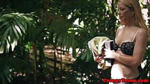 Bondage Teen 18+ Endures Rough Doggystyle Outdoors from Dominant Stalker Neighbor