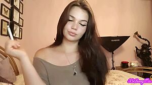 so this xo bunny, a brunette latina with blue eyes, casually smokes a cigarette and blows smoke right in your face as mistress