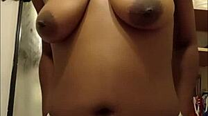 Drippythicklys Wet Ebony Big Ass and Tits in Shower Play Dripping Pussy