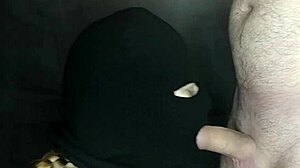 Hey, why does my step sister's hot mouth suck my big cock so deep while her face is hidden by a balaclava?