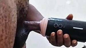 Girlfriend Absent So Solo Cock Help In Bathroom With Huge Toy