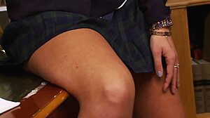 hot co-ed alexa andreas strips to school tie for shaved pussy fucking and creampie in pov