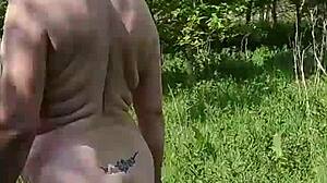 Naughty Housewife Strips Naked In Public Garden