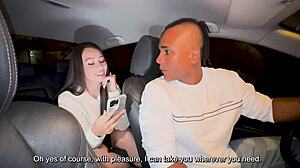 Uber driver pounds my tight wet pink pussy with huge bbc cums in mouth