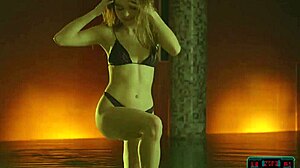 teen beauty sea rose strips off bikini to chill naked in warm hot tub by the pool