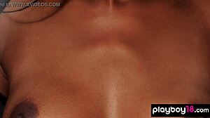 Skinny Ebony Ballerina Jahla Pope Teases With Shaved Pussy Striptease During Daily Workout Undressing