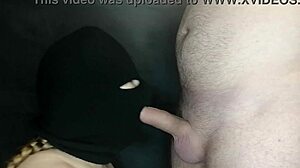 Hey, why does my step sister's hot mouth suck my big cock so deep while her face is hidden by a balaclava?
