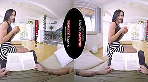 i love how my european wife rides me in cowgirl, giving blowjob and spooning in vr reality.