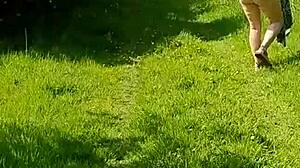 Naughty Housewife Strips Naked In Public Garden