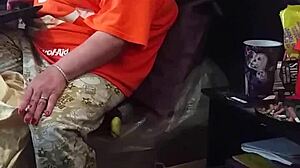 I catch my stepmom sneaking peeks at my fat big black cock