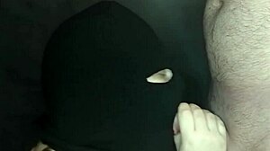 Hey, why does my step sister's hot mouth suck my big cock so deep while her face is hidden by a balaclava?