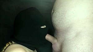 Hey, why does my step sister's hot mouth suck my big cock so deep while her face is hidden by a balaclava?