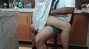 My stepsister starts with a deep blowjob on my cock in the bedroom. Ten minutes later she rides me doggystyle for a creampie finish.