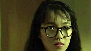 nerd girl strips off and straps in for hardcore fucking action