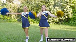 In this RealityKings We Live Together episode, Amber Gray and Selena Sosa star in a steamy workout session that turns into passionate kissing and licking.