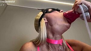 CrazyWifeSlut Takes Knot Dildo Fantasy Stuffing Both Holes With Blonde Milf Creampie And Wet Dripping Cum Covered Action.