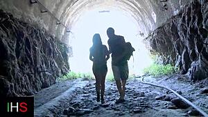 Wonderful Outdoor Adventure With Alluring Slender Brunette Girl