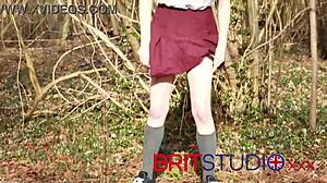 Teen Taking A Piss On The Toilet In British Bathroom