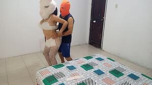 Halloween Surprise with Sexy Bunny in Slutty Lingerie Turns into Passionate Encounter with Stepmother