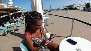 He Invited Busty Amateur With Huge Tits And Big Clit For Street Cream And Intense Blowjob Action