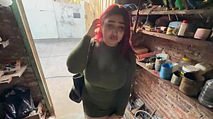 culona wife with big natural tits and big ass pays debt in mechanical workshop with pussy licking