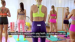 see me after class says yoga teacher before gym threesome - fitness rooms