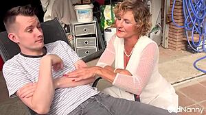 milf rides cowgirl style giving blowjob to sam bourne, then they go rough outdoor with big natural tits bouncing