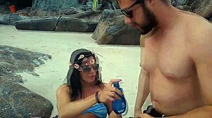 Heading to naturist beach for outdoor licking excitement!