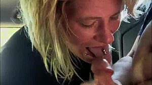 streetwalker performs oral service spits on shaft then sucks again