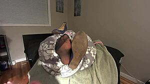 CEO tickles and licks secretary's sexy nylon soles wildly!