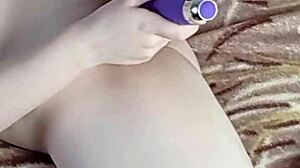 redhead russian girl with big ass reaches orgasm riding washing machine and using vibrator in homemade setup