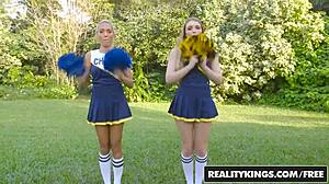 In this RealityKings We Live Together episode, Amber Gray and Selena Sosa star in a steamy workout session that turns into passionate kissing and licking.