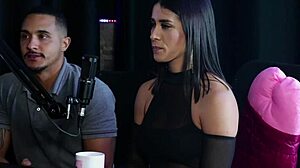 In this swing cast episode, the naughty Brazilian Morena Val Mineirinha strips naked to show her tits, gets her pussy licked after admitting she likes fingering men's asses, and her dom calls her names during sex in sheer red lingerie.