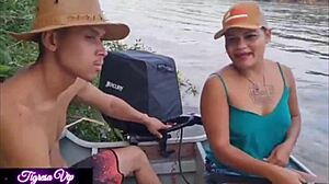 two hung guys stuff tigresa vip's ass while her favorite sister-in-law mia watches