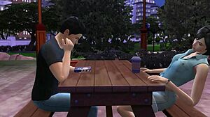 vlogger captures herself bent over and riding boyfriend's cock to creampie in public outdoor spot in this 3d hentai animation