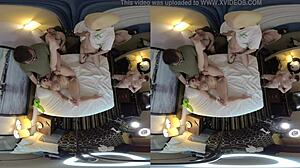 Hey, check out this wild VR cowgirl gangbang with hairy wife riding