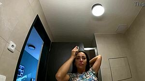 Tattooed Sexy Tight Shaved Pussy Petite 18+ Alia in the Bathroom Takes off Her Panties to Show Her Pussy and Bare Ass