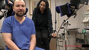 Brunette latina yasmine wood gets petite ass fingered close-up during tampa university entrance physical with orgasm