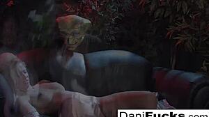 brunette pornstar enjoys sexy fun with big tits group on porn set backstage