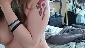 training my ass with dildo for anal porn using big tits and natural tits as teaser