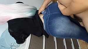 Look at my big virgin ass in these jeans, my horny stepdaughter says, lifting it for my huge thick cock in eager anal action over 18.