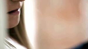 This euro babe fingers her pussy while masturbating