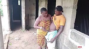 new electrician bangs curvy madam doggystyle outside factory house with wet pussy orgasm